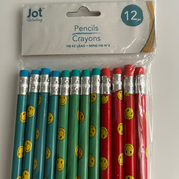 New 12 Smiley Face Pencils Pencil Blue Green Red Jot Writing Company made India - Picture 3 of 8